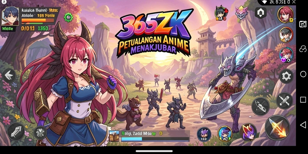 Tangkapan layar 365ZK menampilkan pertarungan karakter anime yang action-packed.