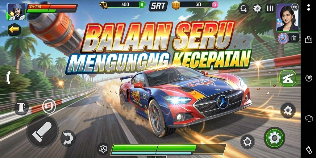 Tampilan gameplay 5RT yang mendebarkan saat balapan.