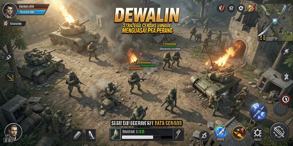 Tampilan gameplay <strong>DEWALIN</strong> menampilkan pertempuran strategi yang intens dan mendebarkan.