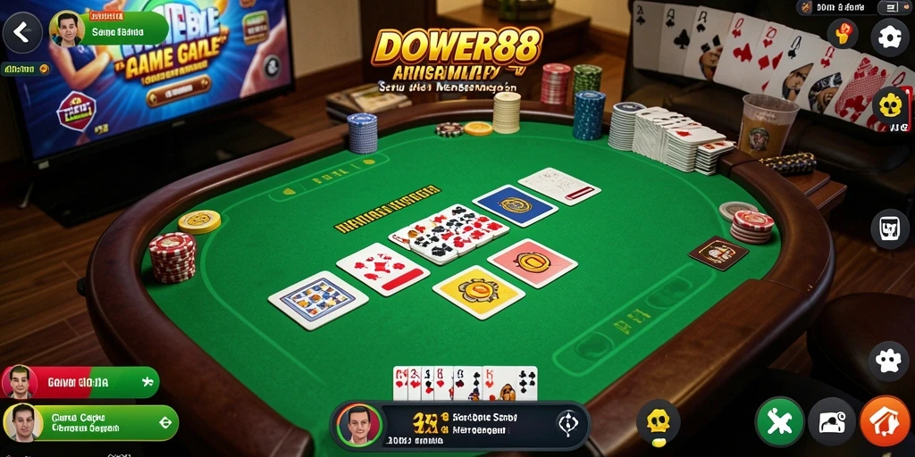 Tampilan gameplay DOWER88 yang seru dalam memainkan Gaple.
