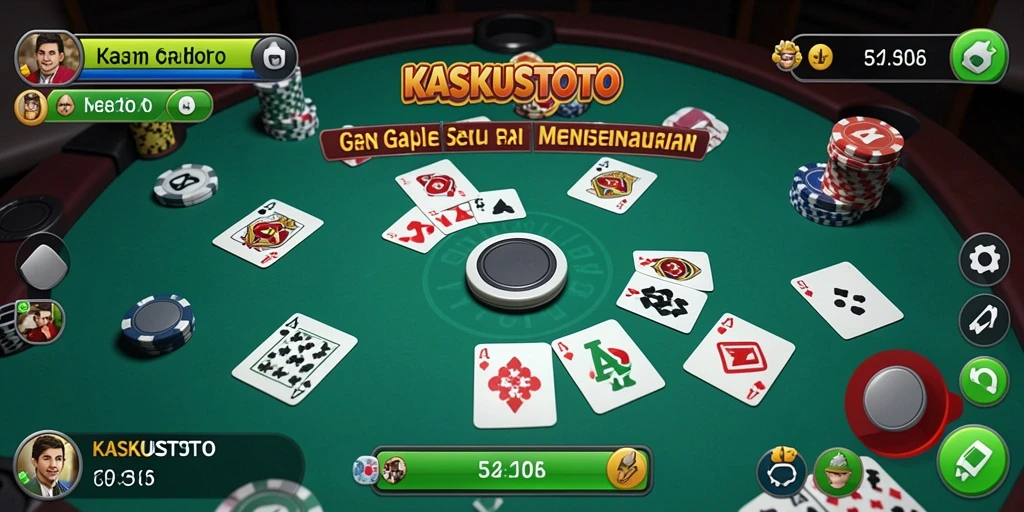 Tampilan permainan KASKUSTOTO dengan grafis menarik dan gameplay Gaple seru.