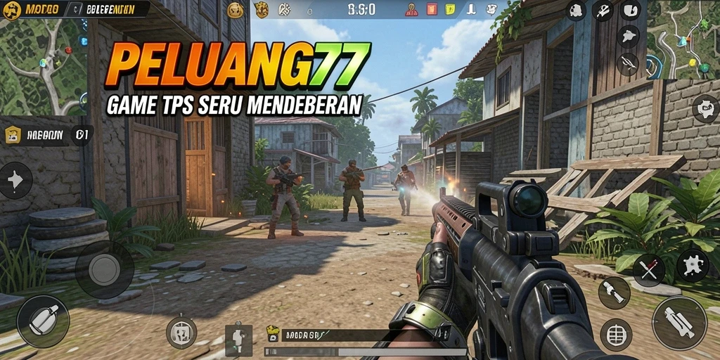 Screenshot menampilkan pertempuran intens di game TPS PELUANG77.