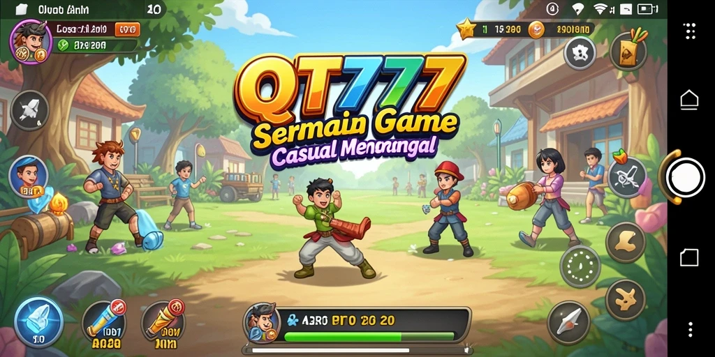 Screenshot menunjukkan gameplay seru dari QT777 dengan tampilan cerah.