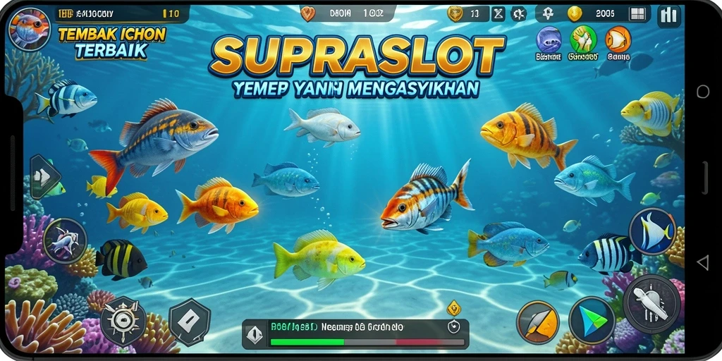 Tangkapan layar gameplay seru game Tembak Ikan SUPRASLOT.