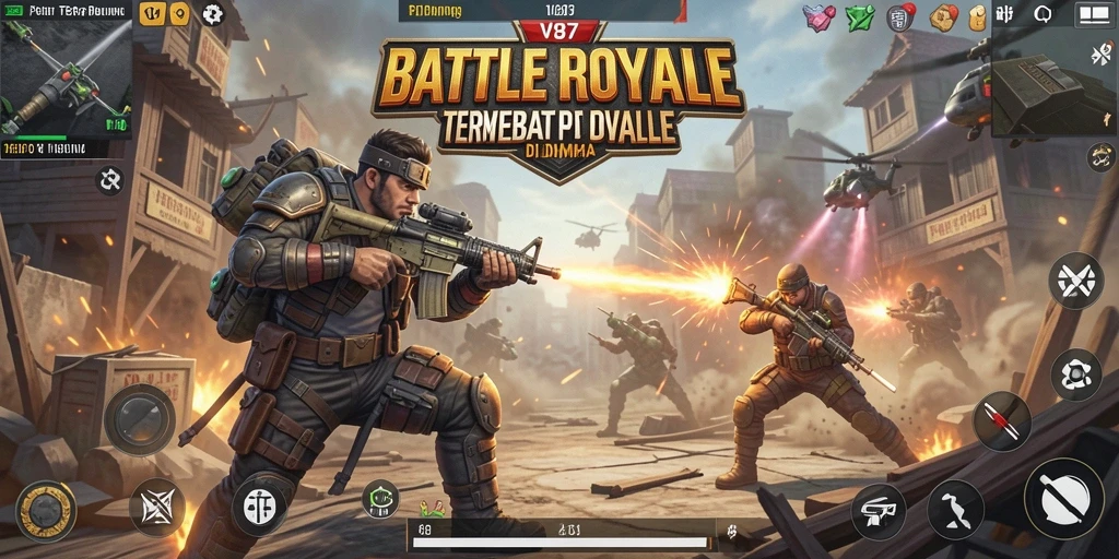 Tampilan gameplay V87 dalam pertempuran seru Battle Royale.